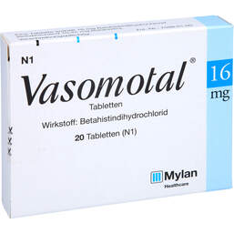 Abbildung: Vasomotal 16 mg Tabletten 20 St, Tabletten PZN 01388124