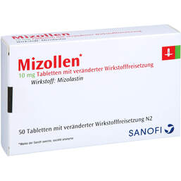 Abbildung: Mizollen 10 mg Filmtabletten 50 St, Tablette mit veränderter Wirkstofffreisetzung PZN 01393705