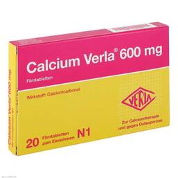 Abbildung: Calcium Verla 600 mg Filmtabletten Filmtabletten, 20 St PZN 01397838