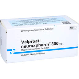 Abbildung: Valproat neuraxpharm 300 mg magensaftresistent Tabletten 200 St, Tabletten magensaftresistent PZN 01400500