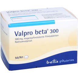 Abbildung: Valpro Beta 300 magensaftresistente Filmtabletten 50 St, Filmtabletten magensaftresistent PZN 01401250