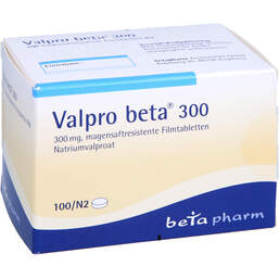 Abbildung: Valpro Beta 300 magensaftresistente Filmtabletten 100 St, Filmtabletten magensaftresistent PZN 01401267
