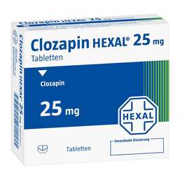 Abbildung: Clozapin Hexal 25 mg Tabletten 100 St, Tabletten PZN 01403651