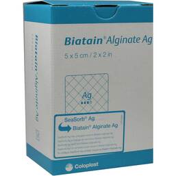 Abbildung: Biatain Alginate Ag Kompressen 5x5 cm mit Silber 30 St, Verband PZN 01406431