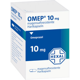 Abbildung: Omep 10 mg magensaftresistente Kapseln 30 St, Magensaftresistente Hartkapseln PZN 01406750