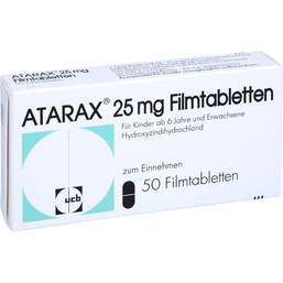 Abbildung: Atarax 25 mg Filmtabletten 50 St, Filmtabletten PZN 01408973