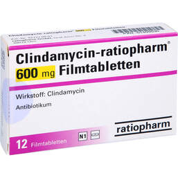 Abbildung: Clindamycin ratiopharm 600 mg Filmtabletten 12 St, Filmtabletten PZN 01409530