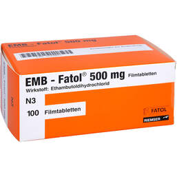 Abbildung: Emb Fatol 500 mg Filmtabletten 100 St, Filmtabletten PZN 01409671