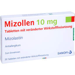 Abbildung: Mizollen 10 mg Filmtabletten 20 St, Tablette mit veränderter Wirkstofffreisetzung PZN 01413359