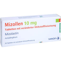 Abbildung: Mizollen 10 mg Filmtabletten 50 St, Tablette mit veränderter Wirkstofffreisetzung PZN 01413365