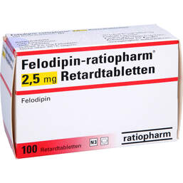 Abbildung: Felodipin ratiopharm 2,5 mg Retardtabletten 100 St, Retard-Tabletten PZN 01414270