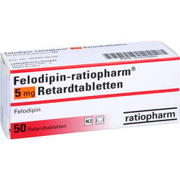 Abbildung: Felodipin ratiopharm 5 mg Retardtabletten 50 St, Retard-Tabletten PZN 01414293