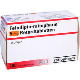 Abbildung: Felodipin ratiopharm 5 mg Retardtabletten 100 St, Retard-Tabletten PZN 01414324