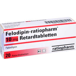 Abbildung: Felodipin ratiopharm 10 mg Retardtabletten 20 St, Retard-Tabletten PZN 01414347