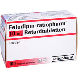 Abbildung: Felodipin ratiopharm 10 mg Retardtabletten 100 St, Retard-Tabletten PZN 01414376
