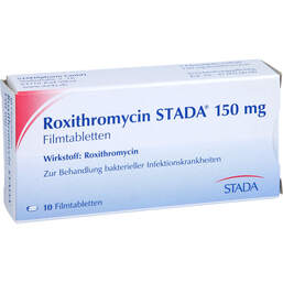 Abbildung: Roxithromycin STADA 150 mg Filmtabletten 10 St, Filmtabletten PZN 01415772