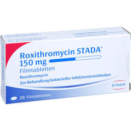 Abbildung: Roxithromycin STADA 150 mg Filmtabletten 20 St, Filmtabletten PZN 01415789