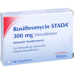 Abbildung: Roxithromycin STADA 300 mg Filmtabletten 10 St, Filmtabletten PZN 01415803