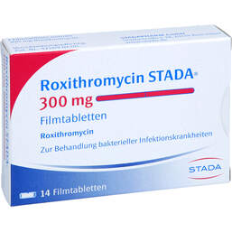 Abbildung: Roxithromycin STADA 300 mg Filmtabletten 14 St, Filmtabletten PZN 01415826