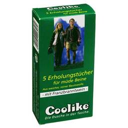 Abbildung: Coolike Erholungstuch.für müde Beine mit Fbw 5 St, Tücher PZN 01417127