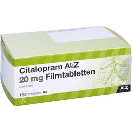 Abbildung: Citalopram AbZ 20 mg Filmtabletten 100 St, Filmtabletten PZN 01419971