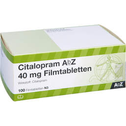 Abbildung: Citalopram AbZ 40 mg Filmtabletten 100 St, Filmtabletten PZN 01420023