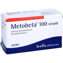 Abbildung: Metobeta 100 retard Tabletten 50 St, Retard-Tabletten PZN 01423837