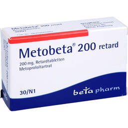 Abbildung: Metobeta 200 retard Tabletten 30 St, Retard-Tabletten PZN 01423866