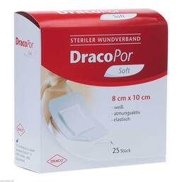 Abbildung: DracoPor Soft weiß Wundverband 10x8 cm steril 25 St, Verband PZN 01424771