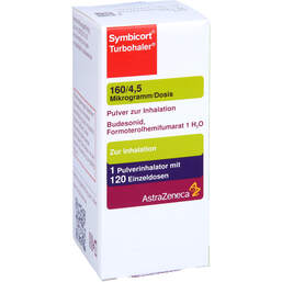 Abbildung: Symbicort Turbohaler 160 / 4,5 µg / Dosis 120 ED 1 St, Inhalationspulver PZN 01433310