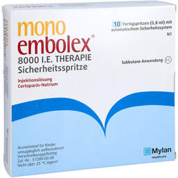 Abbildung: Mono Embolex 8.000 I.E.Ther.Sicherh.Spritze 10 St, Injektionslösung PZN 01454507