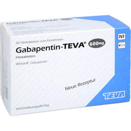 Abbildung: Gabapentin Teva 600 mg Filmtabletten 50 St, Filmtabletten PZN 01465876