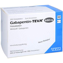 Abbildung: Gabapentin Teva 600 mg Filmtabletten 200 St, Filmtabletten PZN 01465988