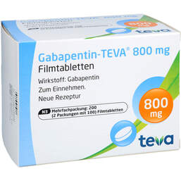 Abbildung: Gabapentin Teva 800 mg Filmtabletten 200 St, Filmtabletten PZN 01466048