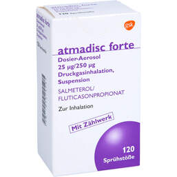 Abbildung: Atmadisc forte 25 µg / 250 120 St, Dosieraerosol PZN 01474243