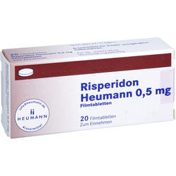 Abbildung: Risperidon Heumann 0,5 mg Filmtabletten 20 St, Filmtabletten PZN 01476644