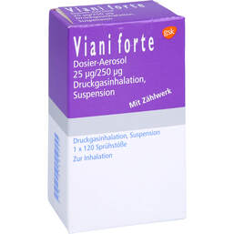 Abbildung: Viani forte 25 µg / 250 µg 120 Hub Dosieraerosol 120 St, Dosieraerosol PZN 01484017
