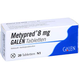 Abbildung: Metypred 8 mg Galen Tabletten 20 St, Tabletten PZN 01484402