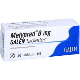 Abbildung: Metypred 8 mg Galen Tabletten 50 St, Tabletten PZN 01484419