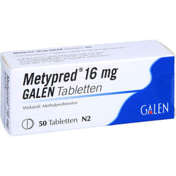 Abbildung: Metypred 16 mg Galen Tabletten 50 St, Tabletten PZN 01484460
