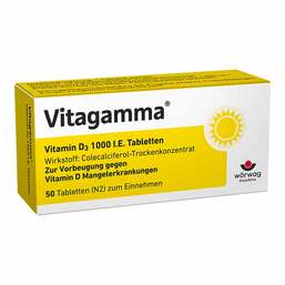 Abbildung: Vitagamma Vitamin D3 1000 I.E.Tabletten Tabletten, 50 St PZN 01486039