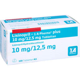 Abbildung: Lisinopril 1A Pharma plus 10 mg / 12,5 mg Tabletten 100 St, Tabletten PZN 01488021
