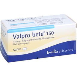 Abbildung: Valpro Beta 150 magensaftresistente Filmtabletten 50 St, Filmtabletten magensaftresistent PZN 01496664