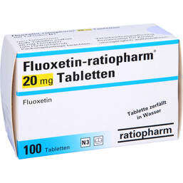 Abbildung: Fluoxetin ratiopharm 20 mg Tabletten 100 St, Tabletten PZN 01502117
