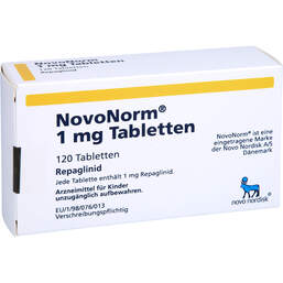 Abbildung: Novonorm 1,0 mg Tabletten 120 St, Tabletten PZN 01510909
