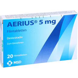 Abbildung: Aerius 5 mg Filmtabletten 20 St, Filmtabletten PZN 01540164