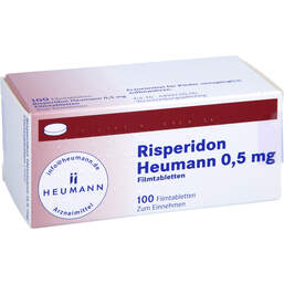 Abbildung: Risperidon Heumann 0,5 mg Filmtabletten 100 St, Filmtabletten PZN 01551535