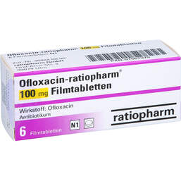 Abbildung: Ofloxacin ratiopharm 100 mg Filmtabletten 6 St, Filmtabletten PZN 01567370