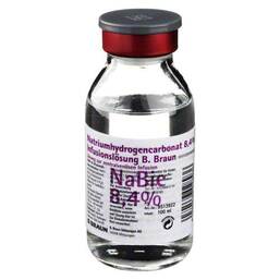 Abbildung: Natriumhydrogencarbonat B.Braun 8,4% Glas 100 ml, Infusionslösung PZN 01579769
