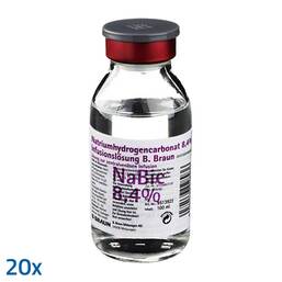 Abbildung: Natriumhydrogencarbonat B.Braun 8,4% Glas 20X100 ml, Infusionslösung PZN 01579781